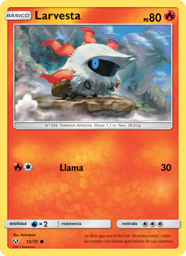 Larvesta 12 — Leyendas Luminosas (Spanish Pokémon TCG card)