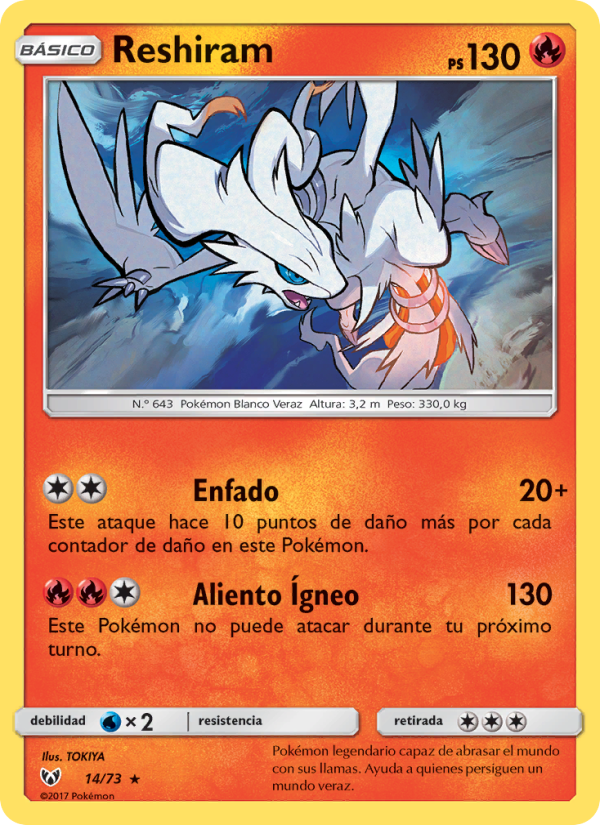 Reshiram 14 — Leyendas Luminosas (Spanish Pokémon TCG card)