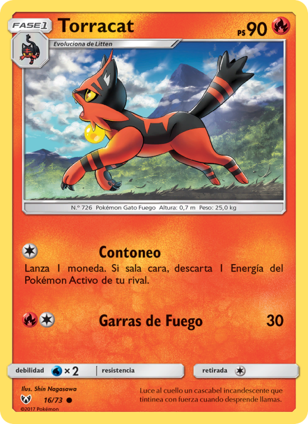 Torracat 16 — Leyendas Luminosas (Spanish Pokémon TCG card)
