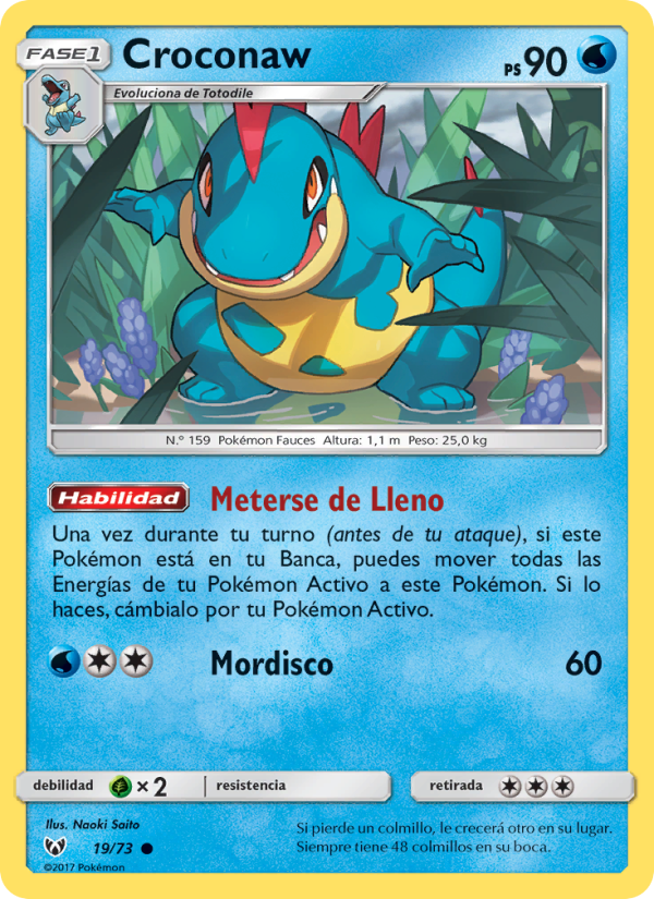 Croconaw 19 — Leyendas Luminosas (Spanish Pokémon TCG card)