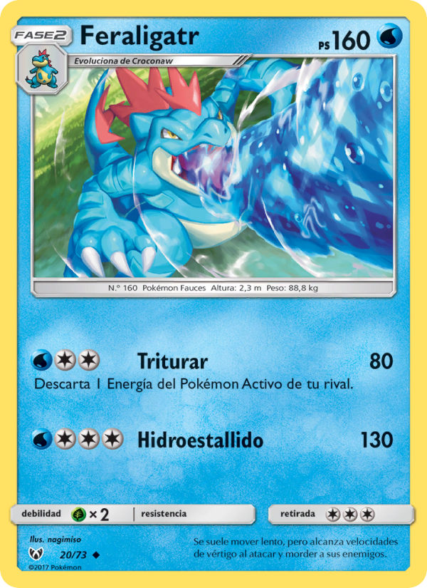 Feraligatr 20 — Leyendas Luminosas (Spanish Pokémon TCG card)
