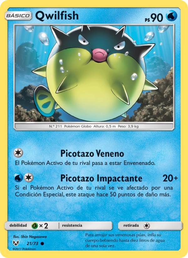 Qwilfish 21 — Leyendas Luminosas (Spanish Pokémon TCG card)