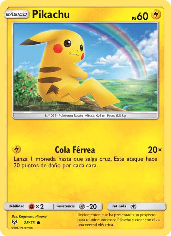 Pikachu 28 — Leyendas Luminosas (Spanish Pokémon TCG card)