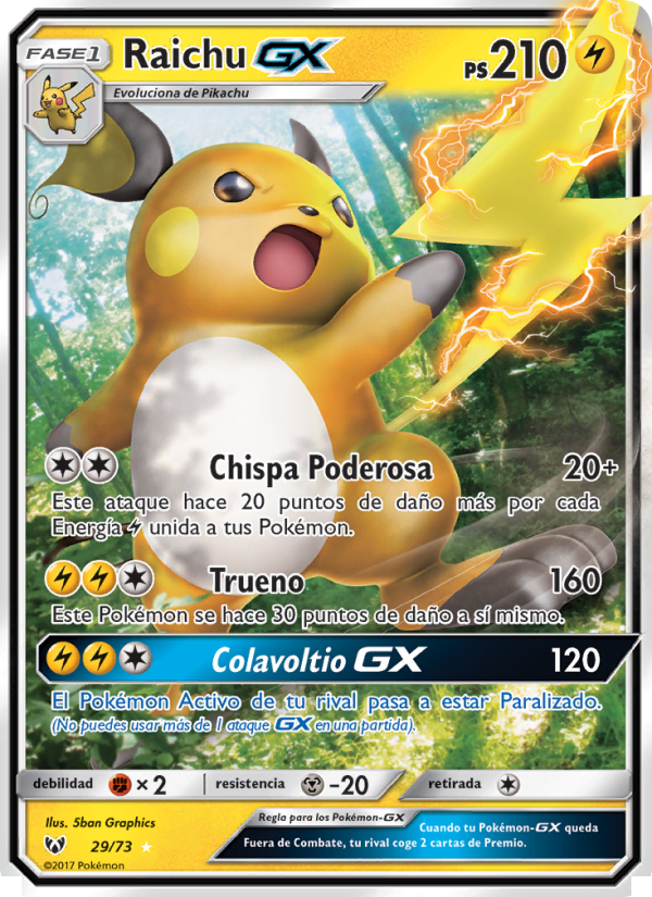 Raichu GX 29 — Leyendas Luminosas (Spanish Pokémon TCG card)