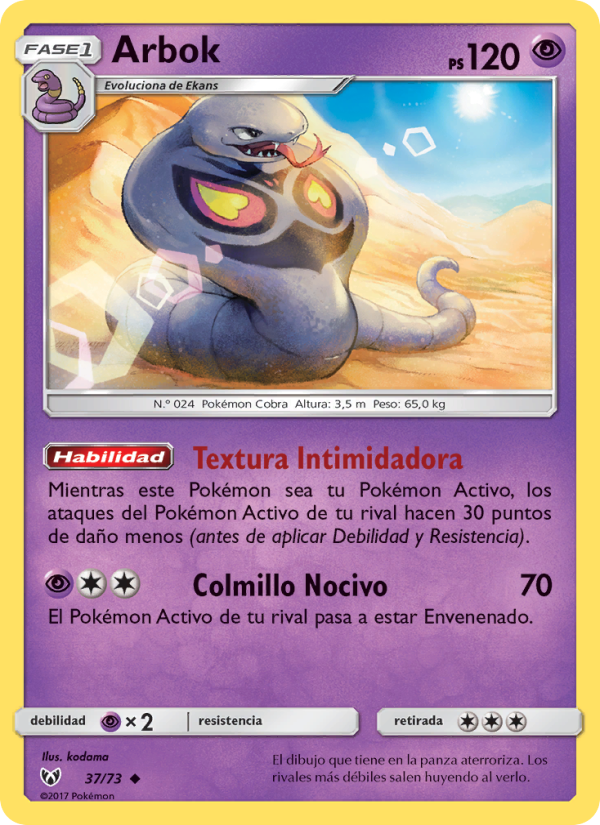Arbok 37 — Leyendas Luminosas (Spanish Pokémon TCG card)