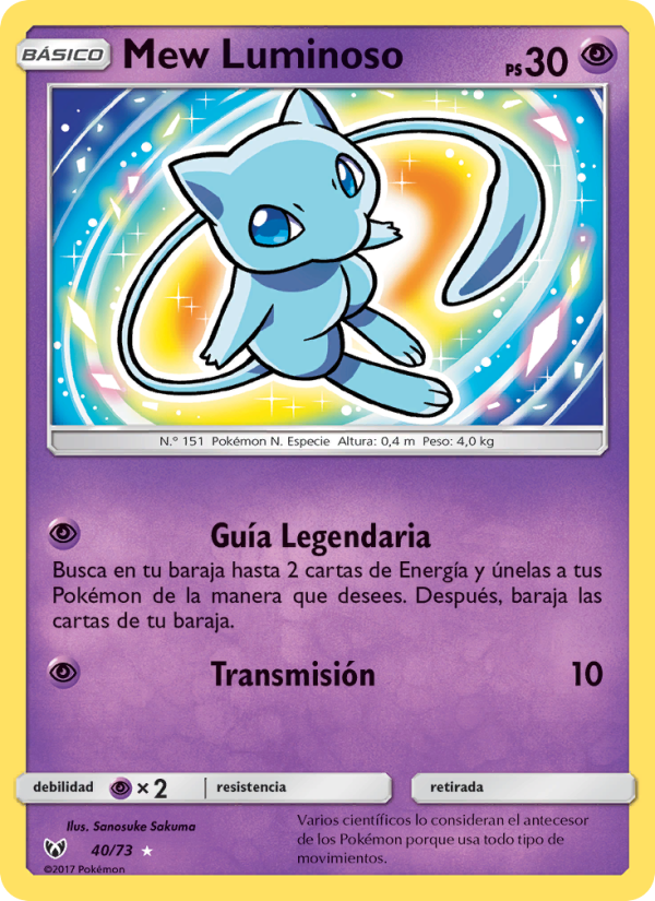 Mew Luminoso 40 — Leyendas Luminosas (Spanish Pokémon TCG card)