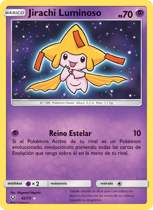 Jirachi Luminoso 42 — Leyendas Luminosas (Spanish Pokémon TCG card)