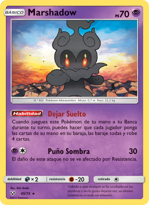 Marshadow 45 — Leyendas Luminosas (Spanish Pokémon TCG card)