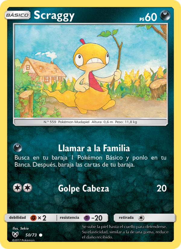 Scraggy 50 — Leyendas Luminosas (Spanish Pokémon TCG card)