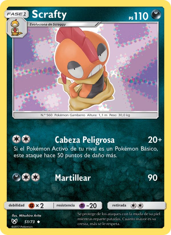 Scrafty 51 — Leyendas Luminosas (Spanish Pokémon TCG card)