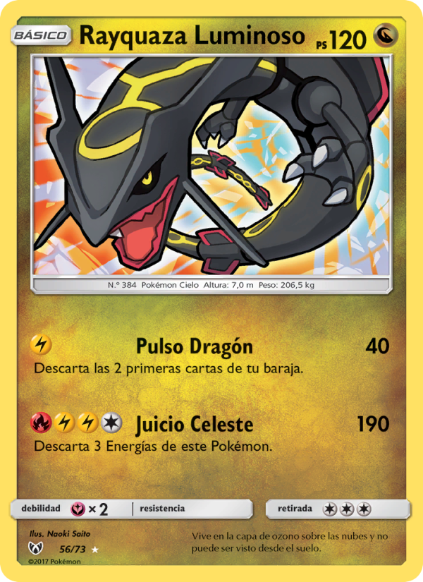 Rayquaza Luminoso 56 — Leyendas Luminosas (Spanish Pokémon TCG card)