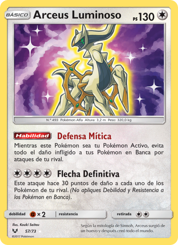 Arceus Luminoso 57 — Leyendas Luminosas (Spanish Pokémon TCG card)