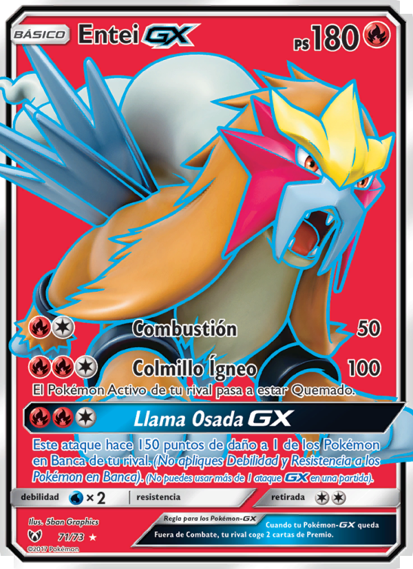Entei GX 71 — Leyendas Luminosas (Spanish Pokémon TCG card)