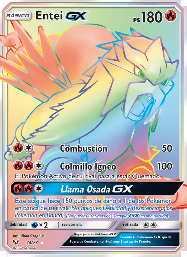 Entei GX 74 — Leyendas Luminosas (Spanish Pokémon TCG card)