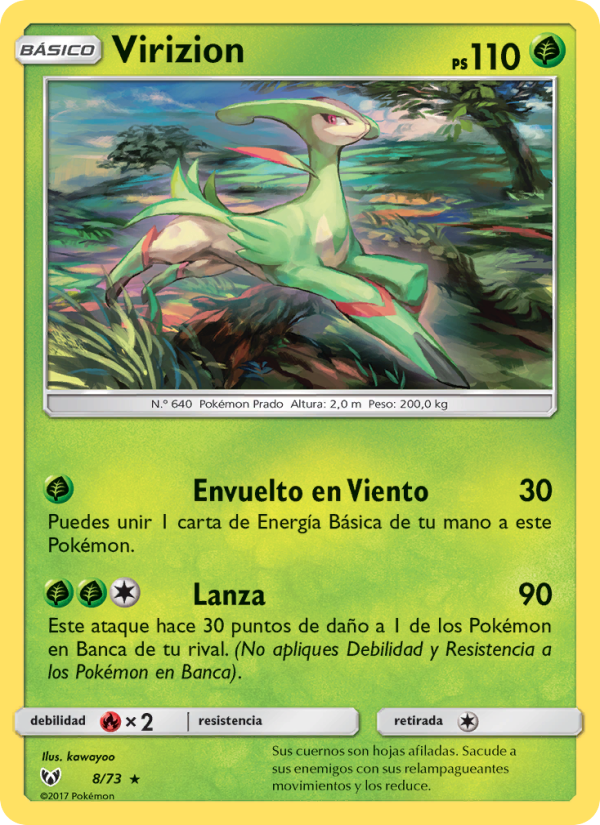 Virizion 8 — Leyendas Luminosas (Spanish Pokémon TCG card)