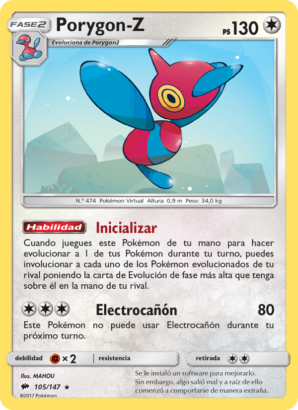 Porygon-Z 105 — Sombras Ardientes (Spanish Pokémon TCG card)