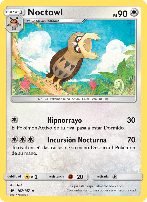 Noctowl 107 — Sombras Ardientes (Spanish Pokémon TCG card)