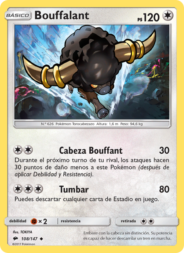 Bouffalant 108 — Sombras Ardientes (Spanish Pokémon TCG card)
