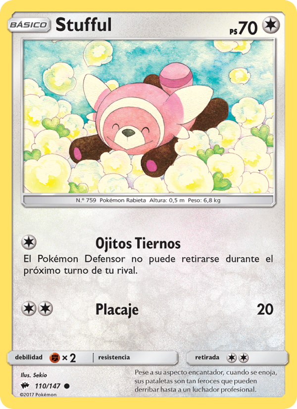 Stufful 110 — Sombras Ardientes (Spanish Pokémon TCG card)