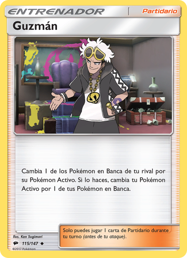 Guzmán 115 — Sombras Ardientes (Spanish Pokémon TCG card)