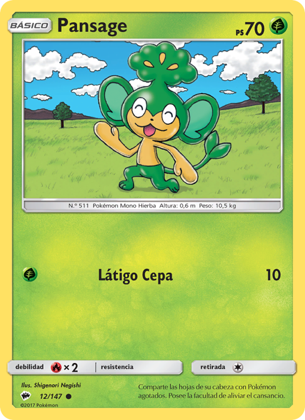 Pansage 12 — Sombras Ardientes (Spanish Pokémon TCG card)