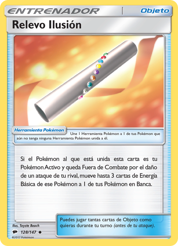 Relevo Ilusión 128 — Sombras Ardientes (Spanish Pokémon TCG card)