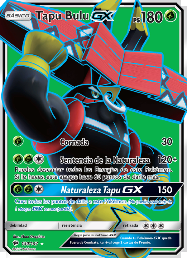 Tapu Bulu GX 130 — Sombras Ardientes (Spanish Pokémon TCG card)