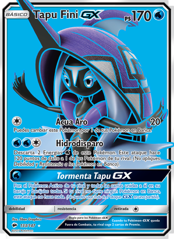 Tapu Fini GX 133 — Sombras Ardientes (Spanish Pokémon TCG card)