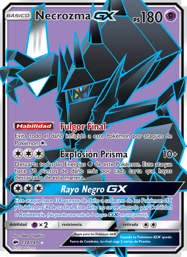 Necrozma GX 134 — Sombras Ardientes (Spanish Pokémon TCG card)