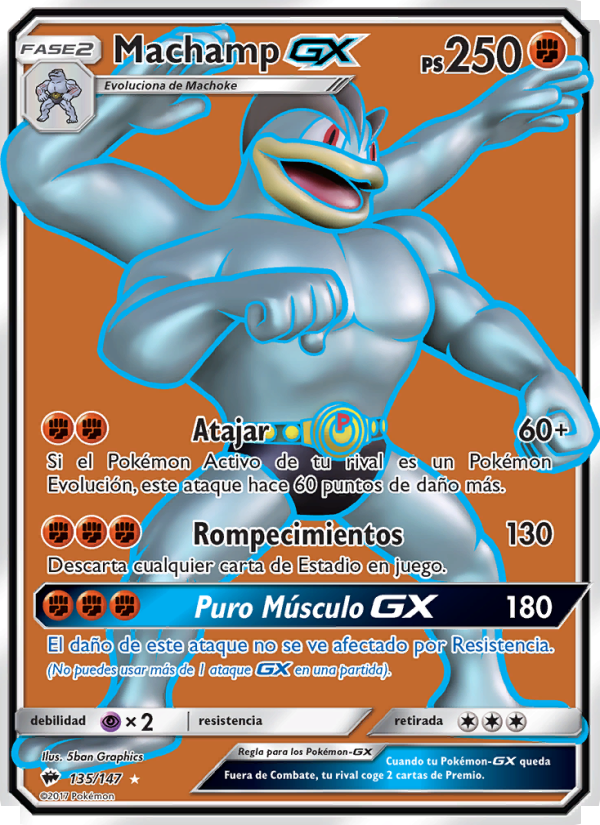 Machamp GX 135 — Sombras Ardientes (Spanish Pokémon TCG card)