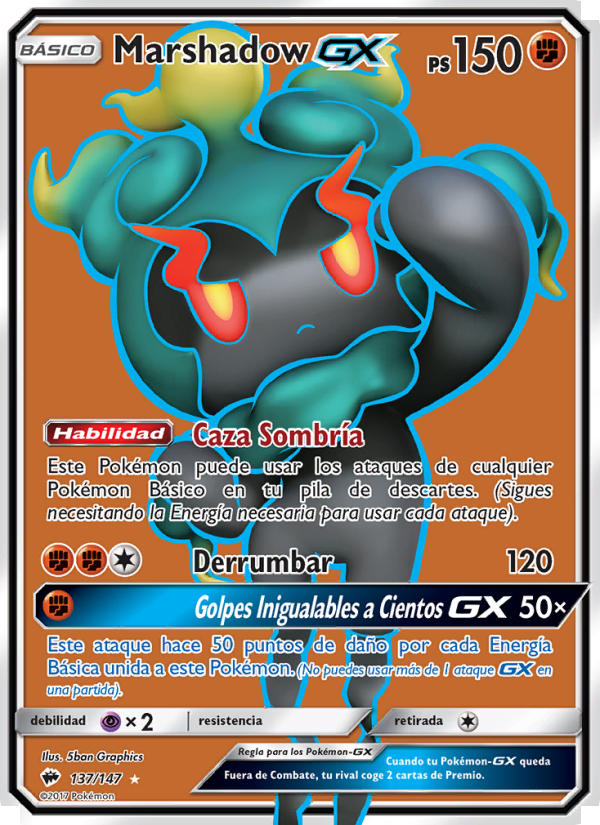 Marshadow GX 137 — Sombras Ardientes (Spanish Pokémon TCG card)
