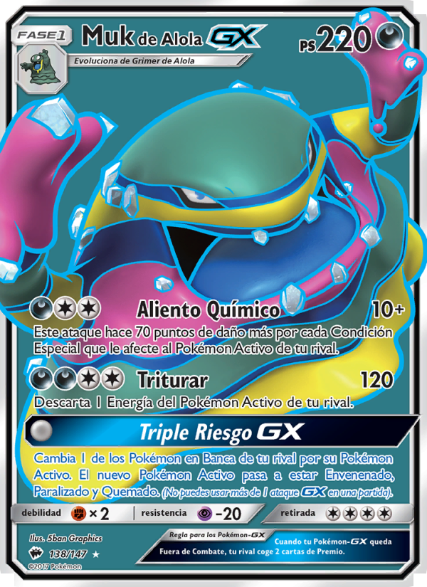 Muk de Alola GX 138 — Sombras Ardientes (Spanish Pokémon TCG card)