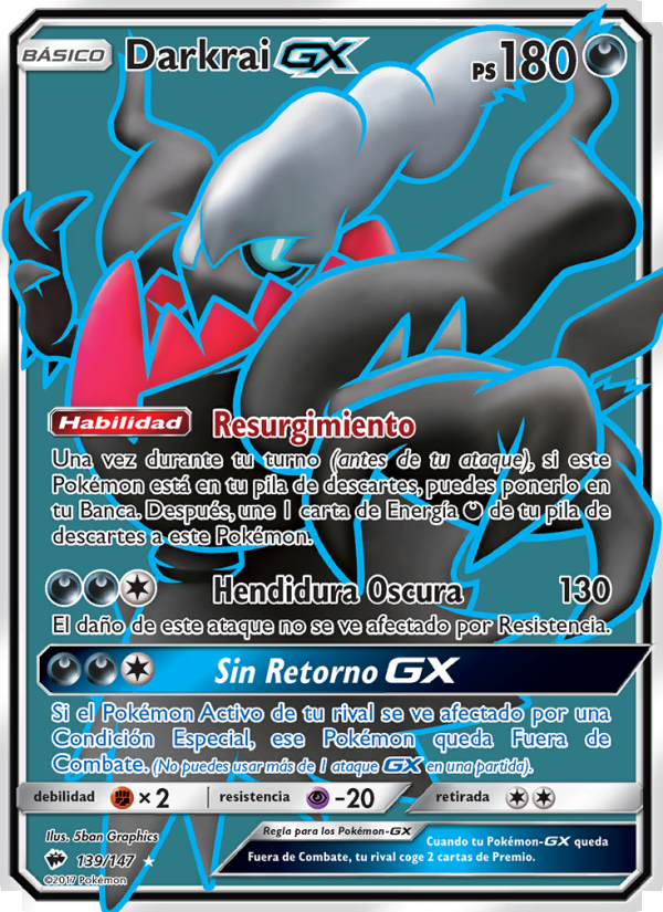 Darkrai GX 139 — Sombras Ardientes (Spanish Pokémon TCG card)