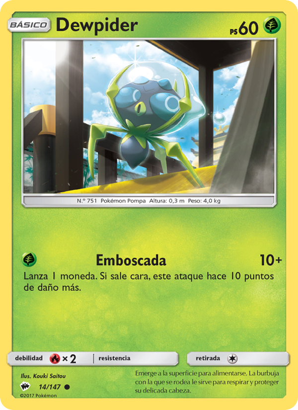 Dewpider 14 — Sombras Ardientes (Spanish Pokémon TCG card)