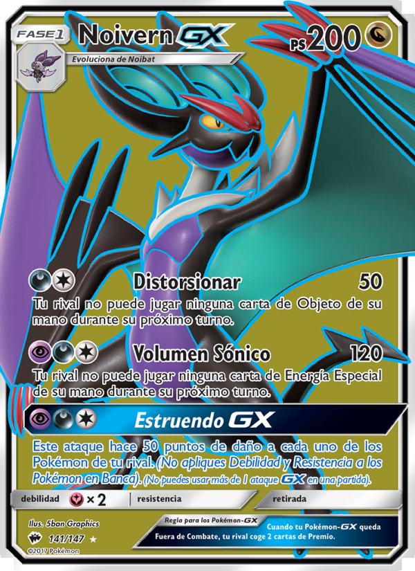 Noivern GX 141 — Sombras Ardientes (Spanish Pokémon TCG card)