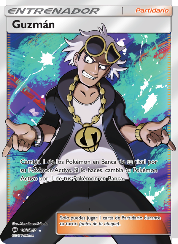 Guzmán 143 — Sombras Ardientes (Spanish Pokémon TCG card)