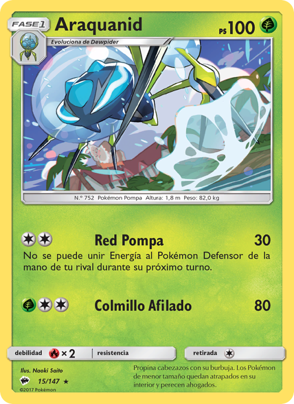 Araquanid 15 — Sombras Ardientes (Spanish Pokémon TCG card)