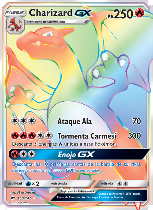 Charizard GX 150 — Sombras Ardientes (Spanish Pokémon TCG card)