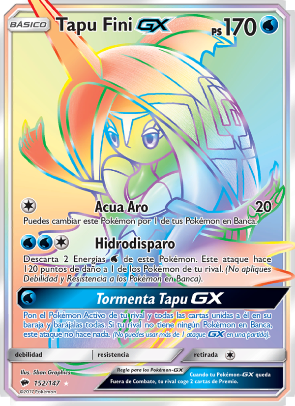 Tapu Fini GX 152 — Sombras Ardientes (Spanish Pokémon TCG card)