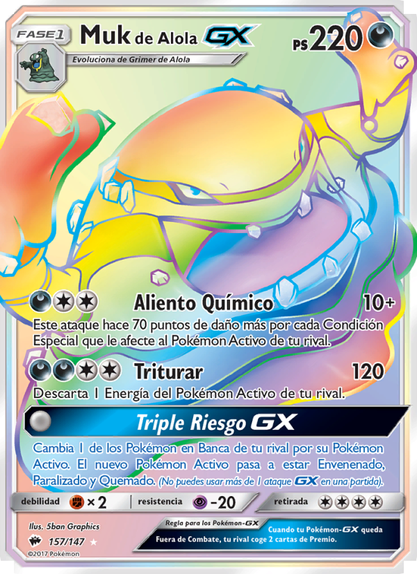 Muk de Alola GX 157 — Sombras Ardientes (Spanish Pokémon TCG card)