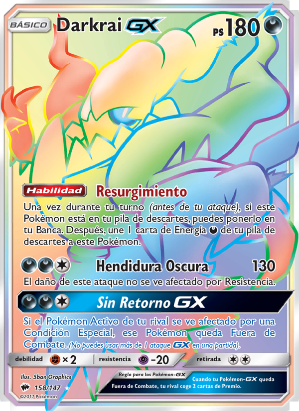 Darkrai GX 158 — Sombras Ardientes (Spanish Pokémon TCG card)