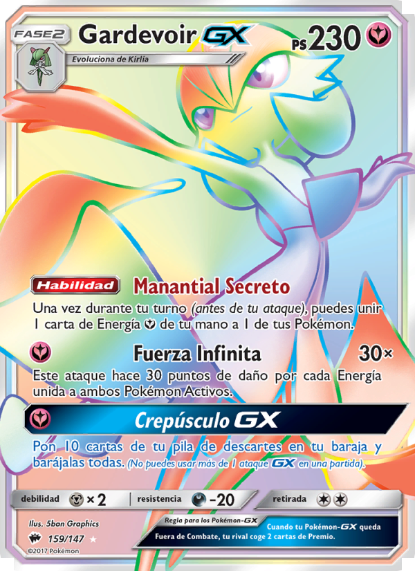 Gardevoir GX 159 — Sombras Ardientes (Spanish Pokémon TCG card)