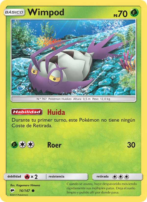 Wimpod 16 — Sombras Ardientes (Spanish Pokémon TCG card)