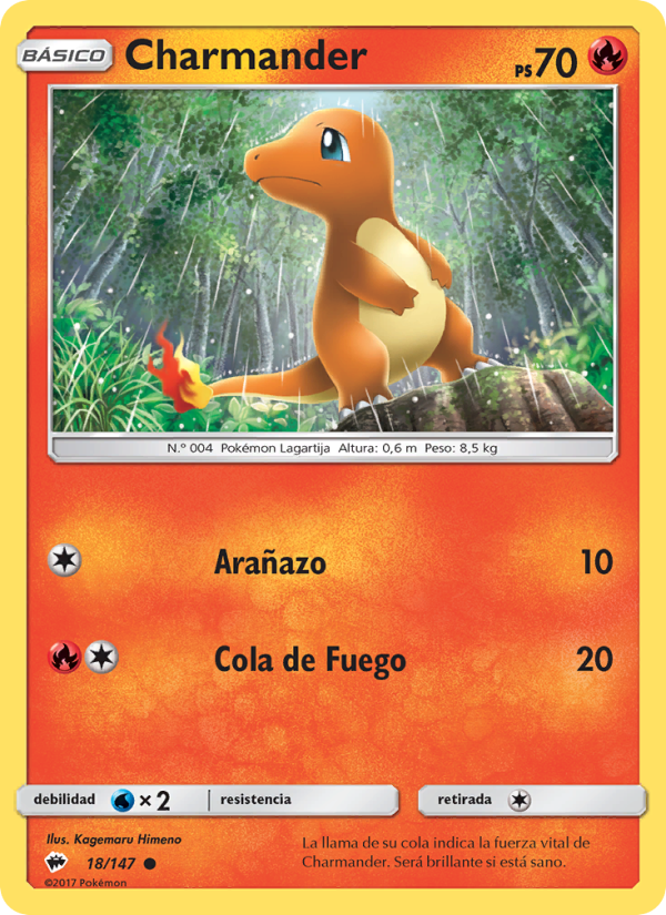 Charmander 18 — Sombras Ardientes (Spanish Pokémon TCG card)