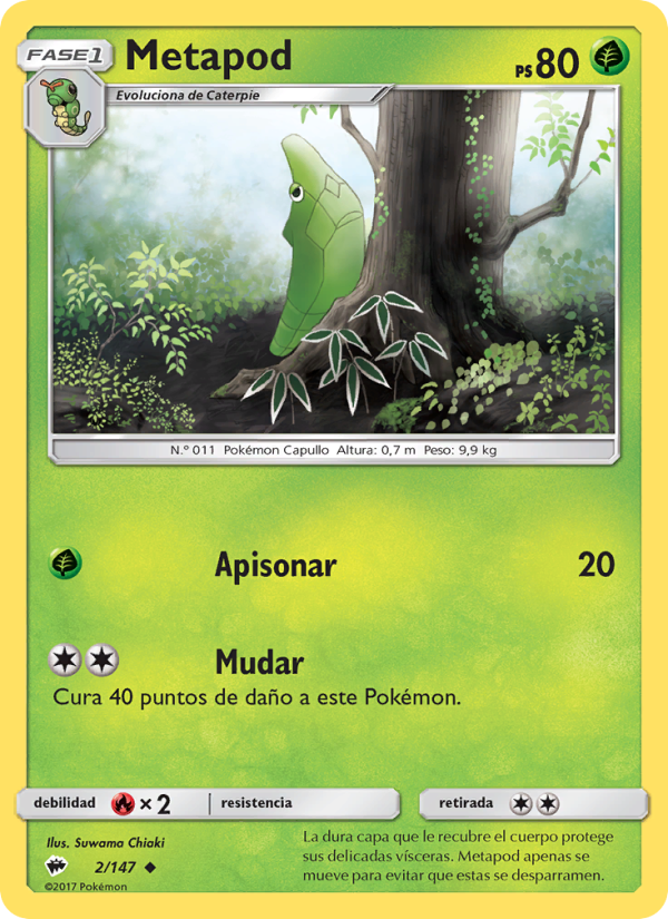 Metapod 2 — Sombras Ardientes (Spanish Pokémon TCG card)