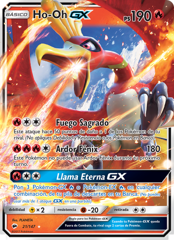 Ho-Oh GX 21 — Sombras Ardientes (Spanish Pokémon TCG card)