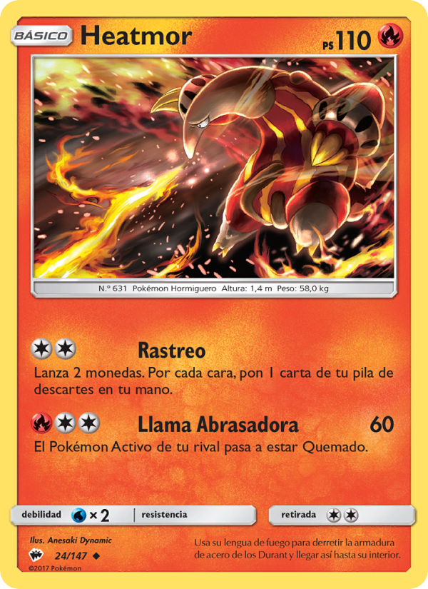 Heatmor 24 — Sombras Ardientes (Spanish Pokémon TCG card)