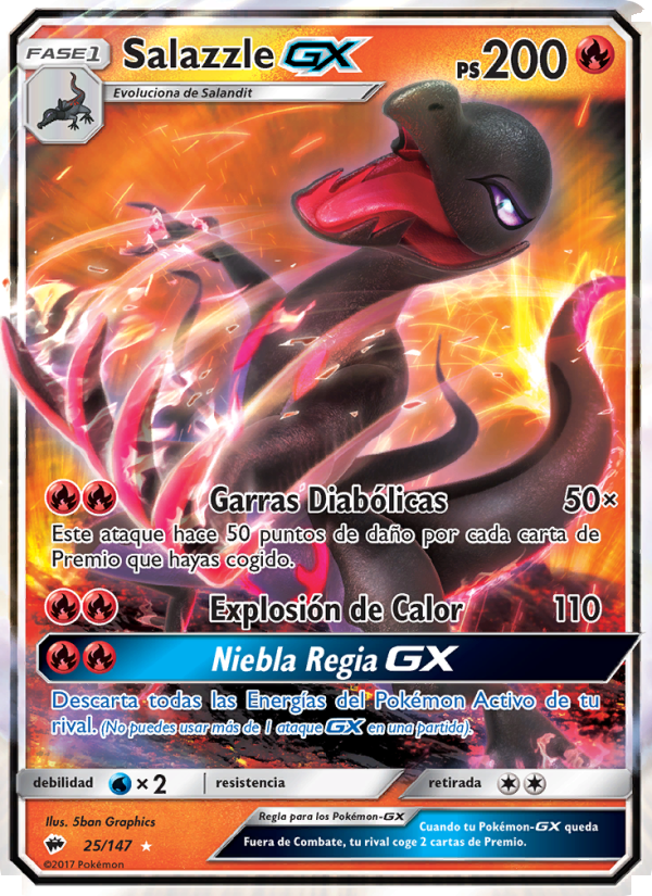 Salazzle GX 25 — Sombras Ardientes (Spanish Pokémon TCG card)