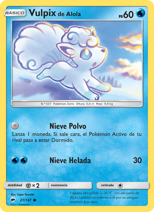 Vulpix de Alola 27 — Sombras Ardientes (Spanish Pokémon TCG card)