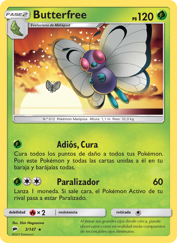 Butterfree 3 — Sombras Ardientes (Spanish Pokémon TCG card)